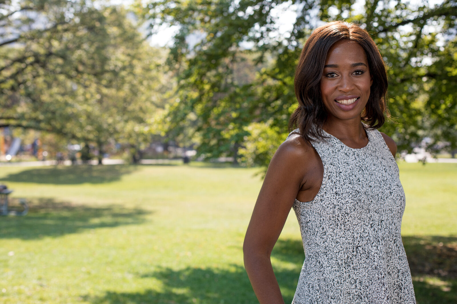 Environmental portrait headshot, park setting